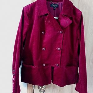 Talbots Red Velvet Military Jacket